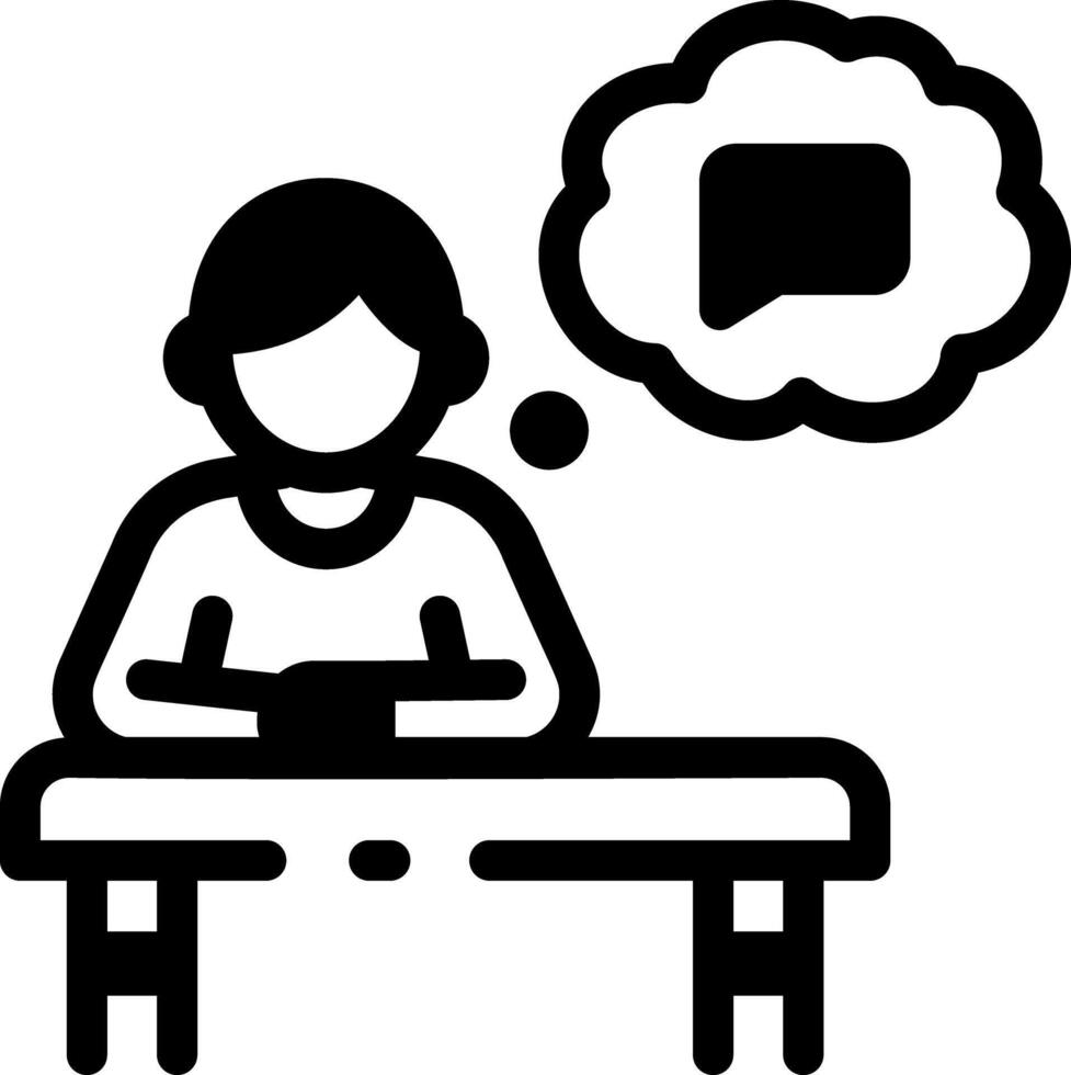 A linear style icon of a student dreaming in classroom vector