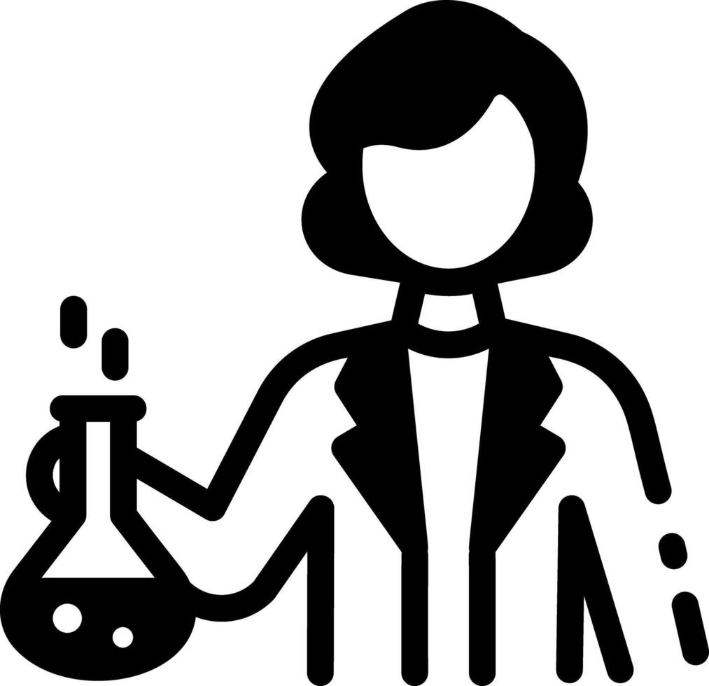 A student doing a chemical research, line icon vector