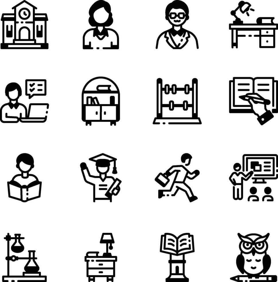 Collection of Linear Style School Icons vector