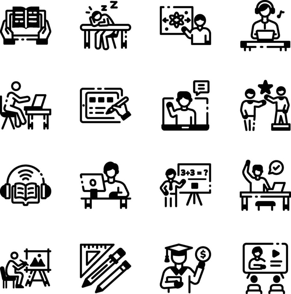Bundle of Linear Style Learning Icons vector
