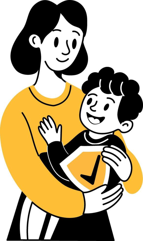 Child insurance illustration in hand drawn style vector
