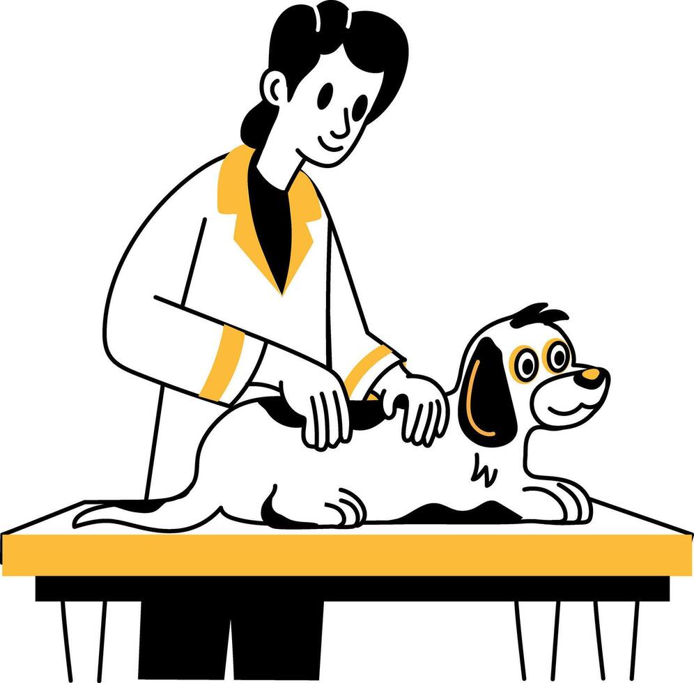 Vet appointment illustration in hand drawn style vector