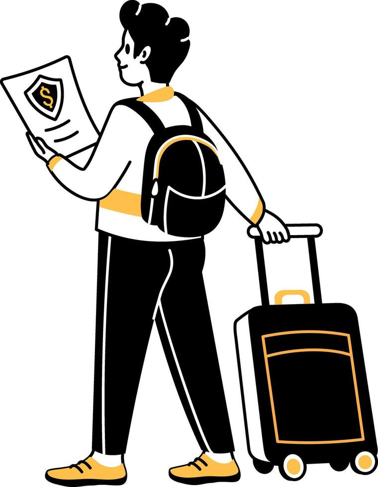 A hand drawn illustration depicting travel insurance vector