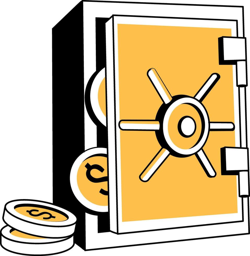 A hand drawn illustration of a safe vault vector