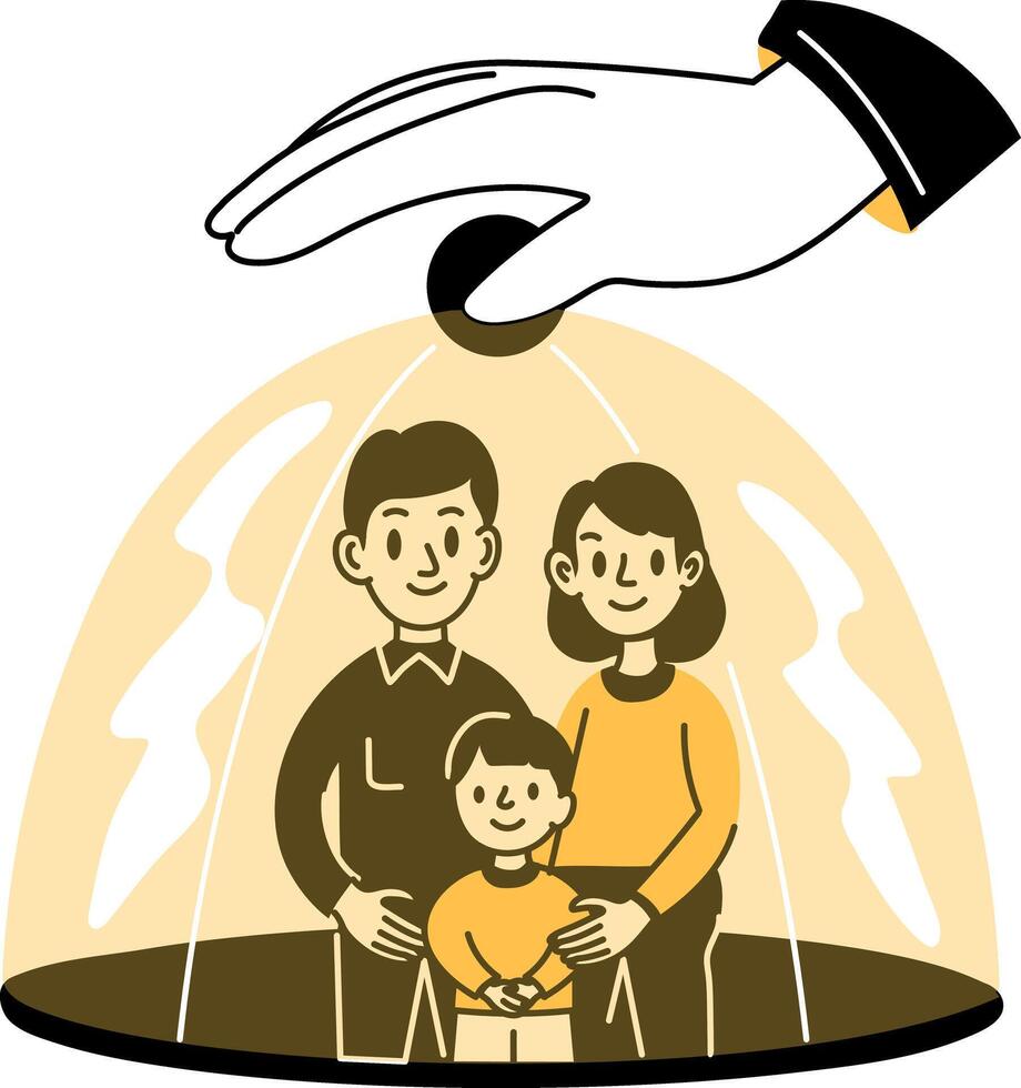 A hand drawn illustration showing family protection vector