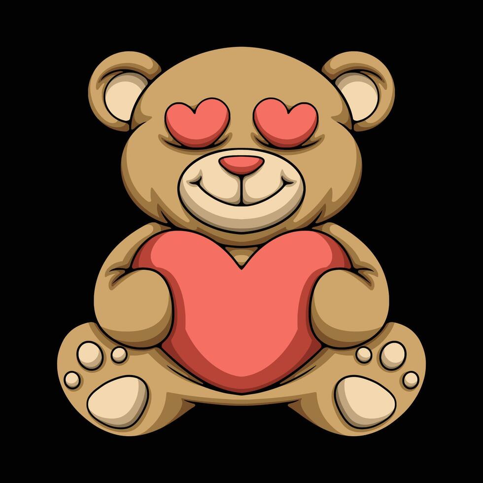 Cute teddy bear holding a heart Illustration vector