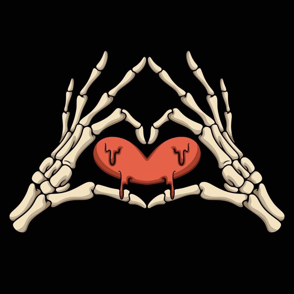 Skeleton hands forming a heart shape Illustration vector