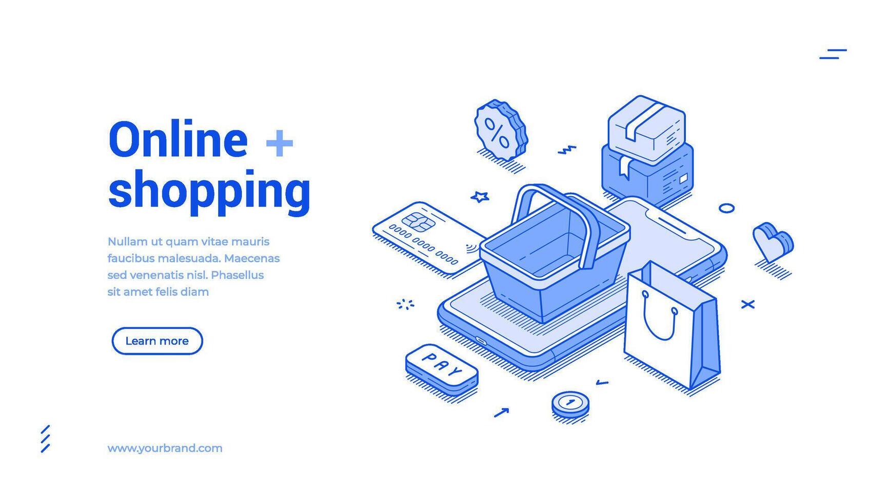 Online shopping marketplace order purchase smartphone application isometric web banner vector