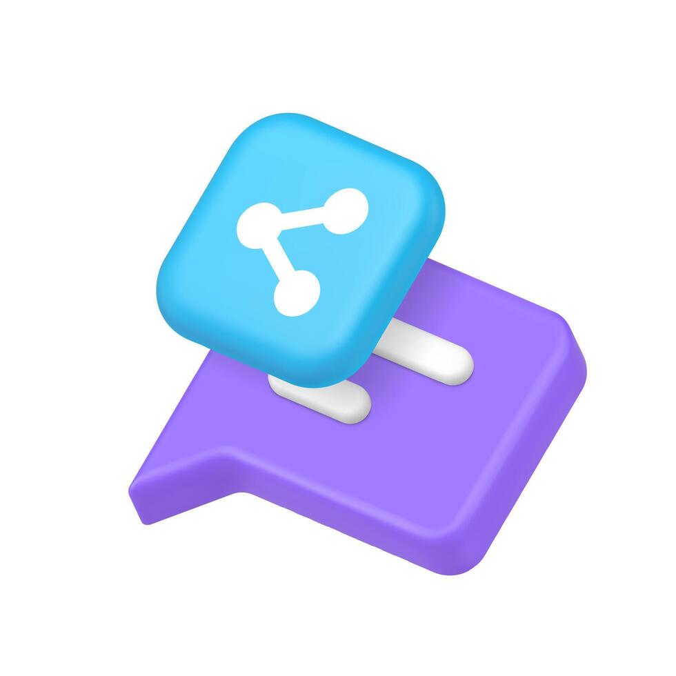 Comment chat message sharing social network internet communication 3d icon realistic vector