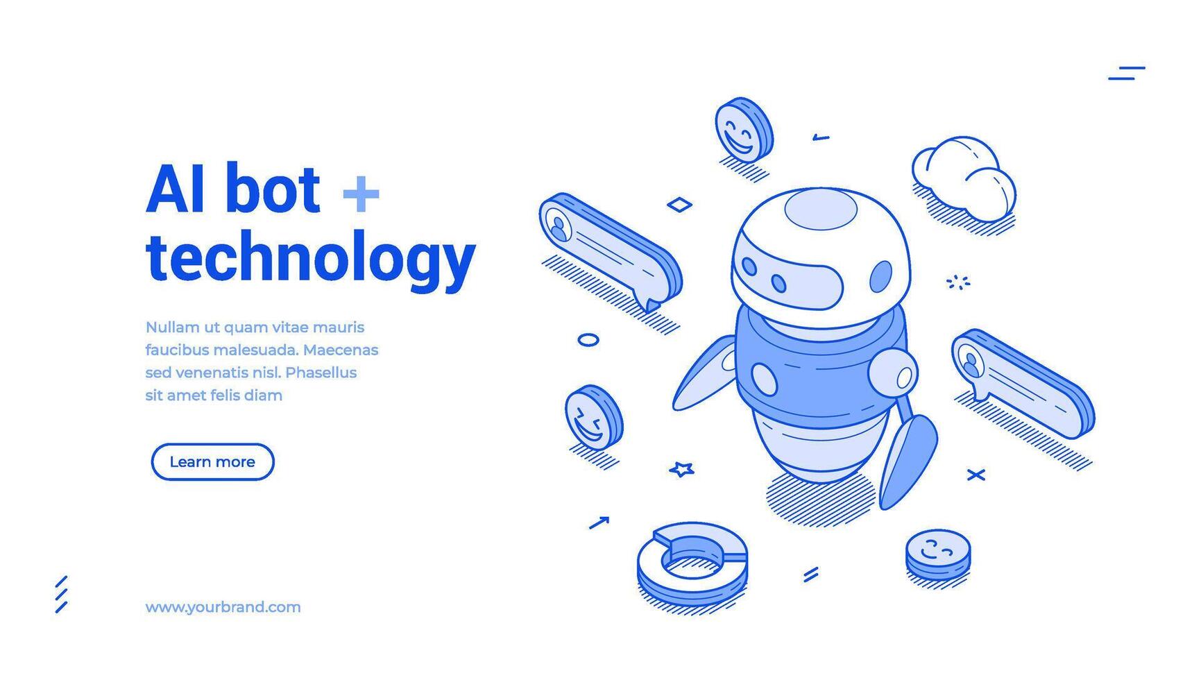 AI bot technology artificial intelligence GPT chatbot isometric web banner illustration vector