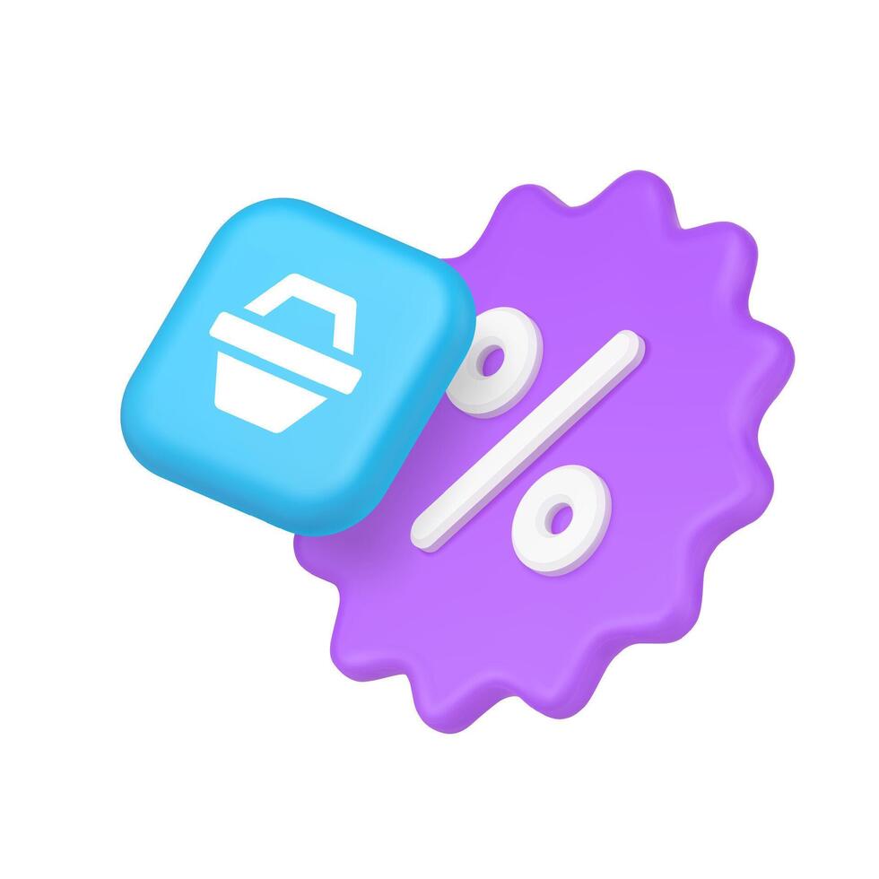 Shopping sale discount Black Friday price off retail special offer 3d icon realistic vector