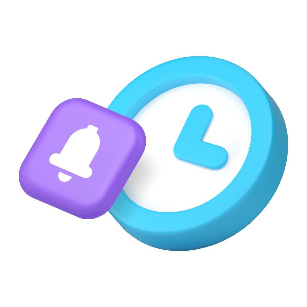 Time counting alarm clock ring bell reminder announce notification 3d icon realistic vector