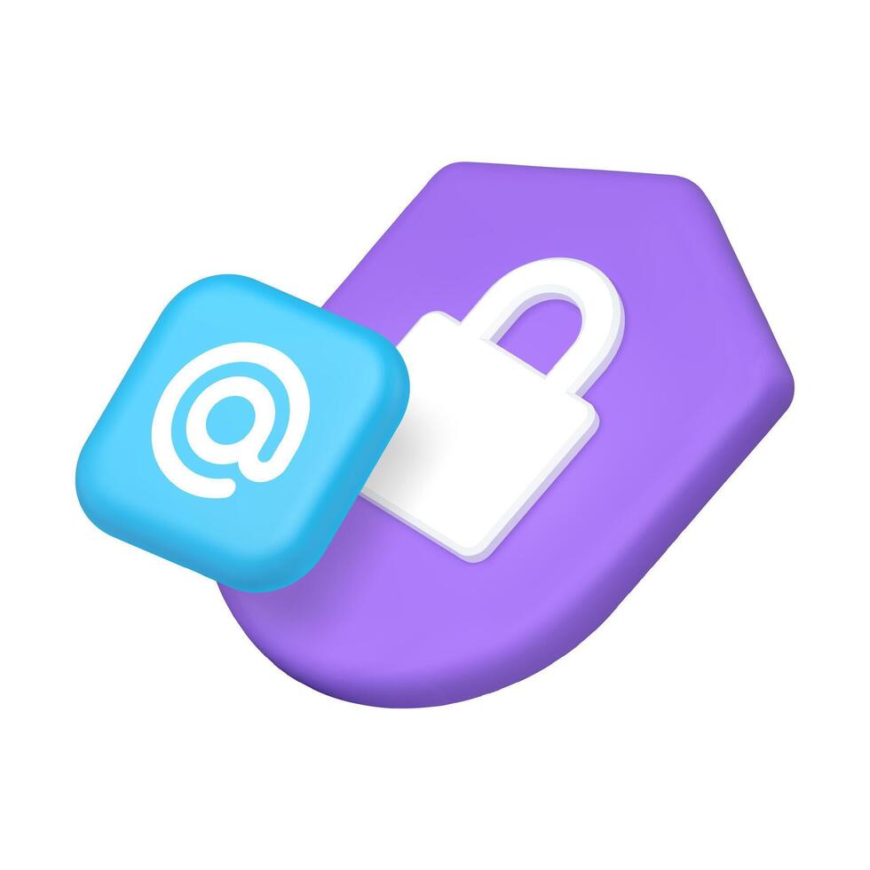 Email electronic mail security cyber crime safety antivirus protect 3d icon realistic vector