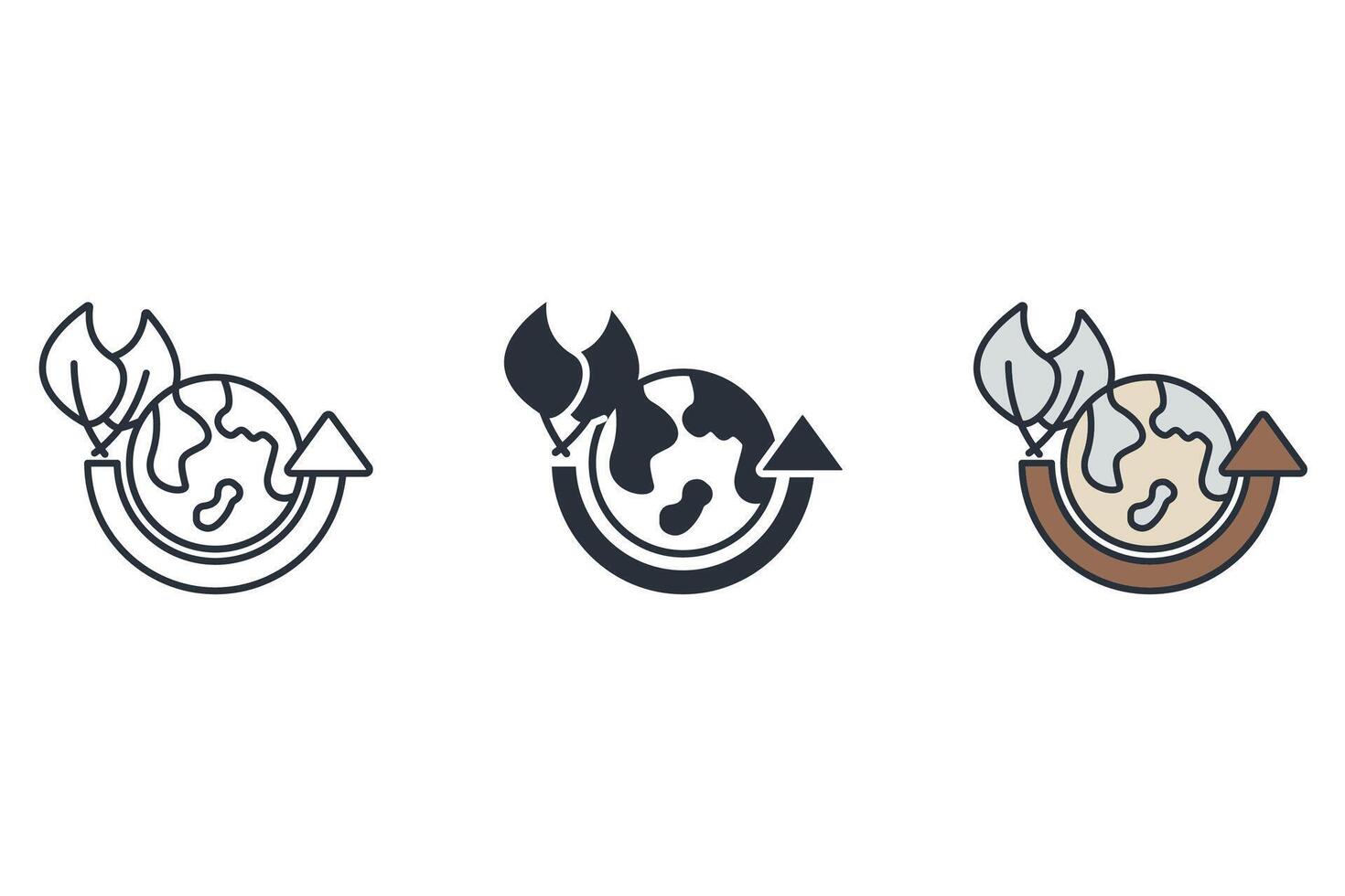 eco earth icons set with colours vector