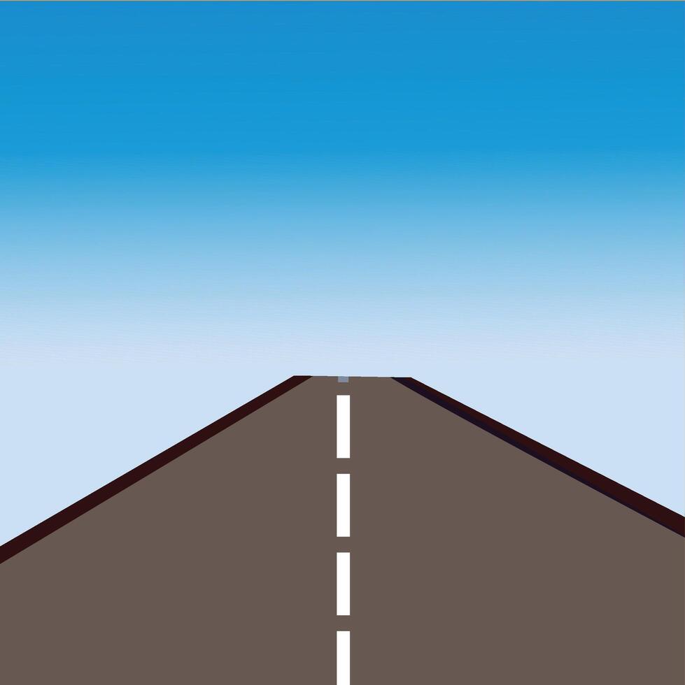Seamless empty straight road pattern with single line and white solid lines road marking. Asphalt road top aerial view in flat style design. vector