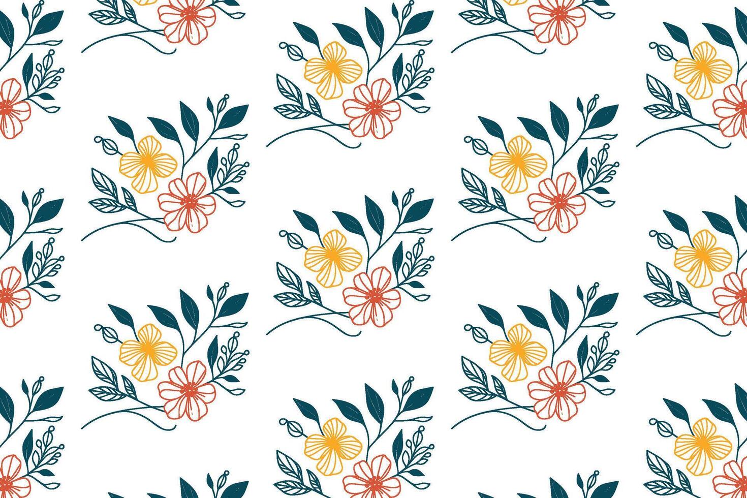 ornamental seamless floral tile with elegant line drawing of foliage and flowers for fabric fashion backgrounds and wrapping vector
