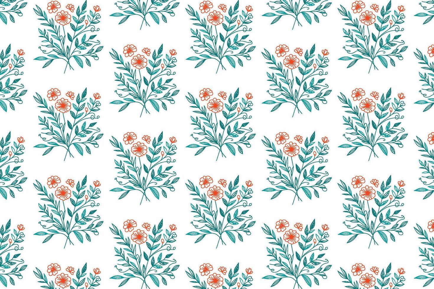 stylish continuous floral sketch pattern with foliage and stems in seamless tile for wrapping women apparel and table runners vector