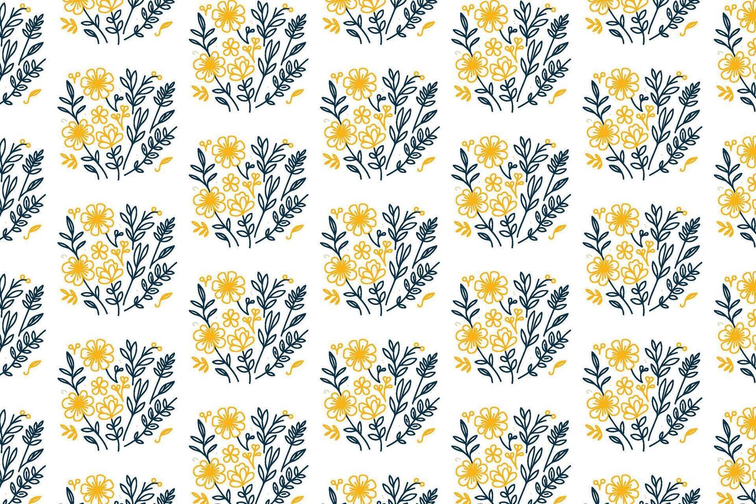 sketch floral pattern with ornamental botanical stems in seamless tile design for home textile women fashion and surface print vector
