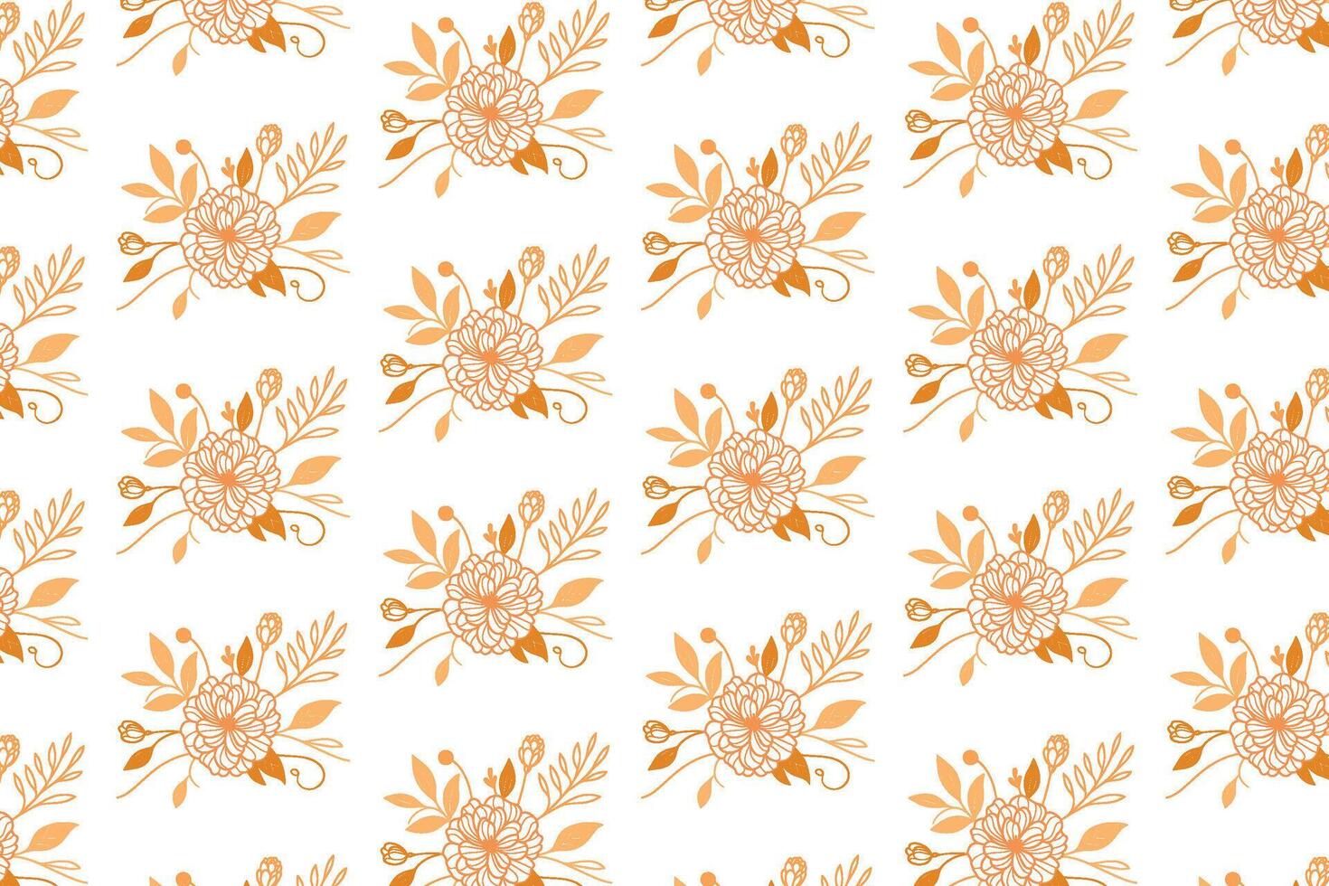 foliage and flower sketch design in repeating one line pattern for textile wrapping spring wallpaper and botanical print vector