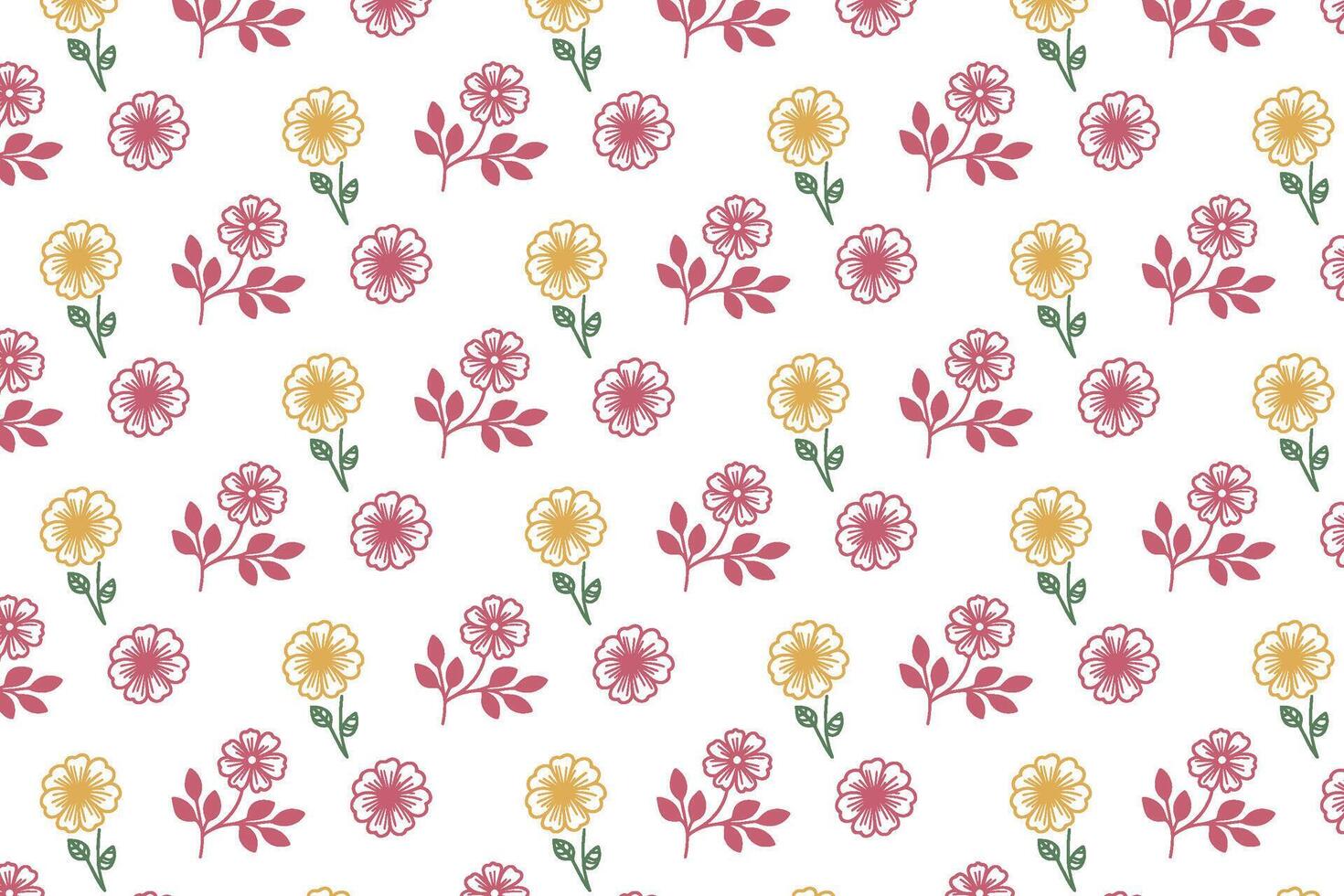 garden inspired seamless floral sketch pattern with decorative stems for fashion textile surface print and wallpaper design vector