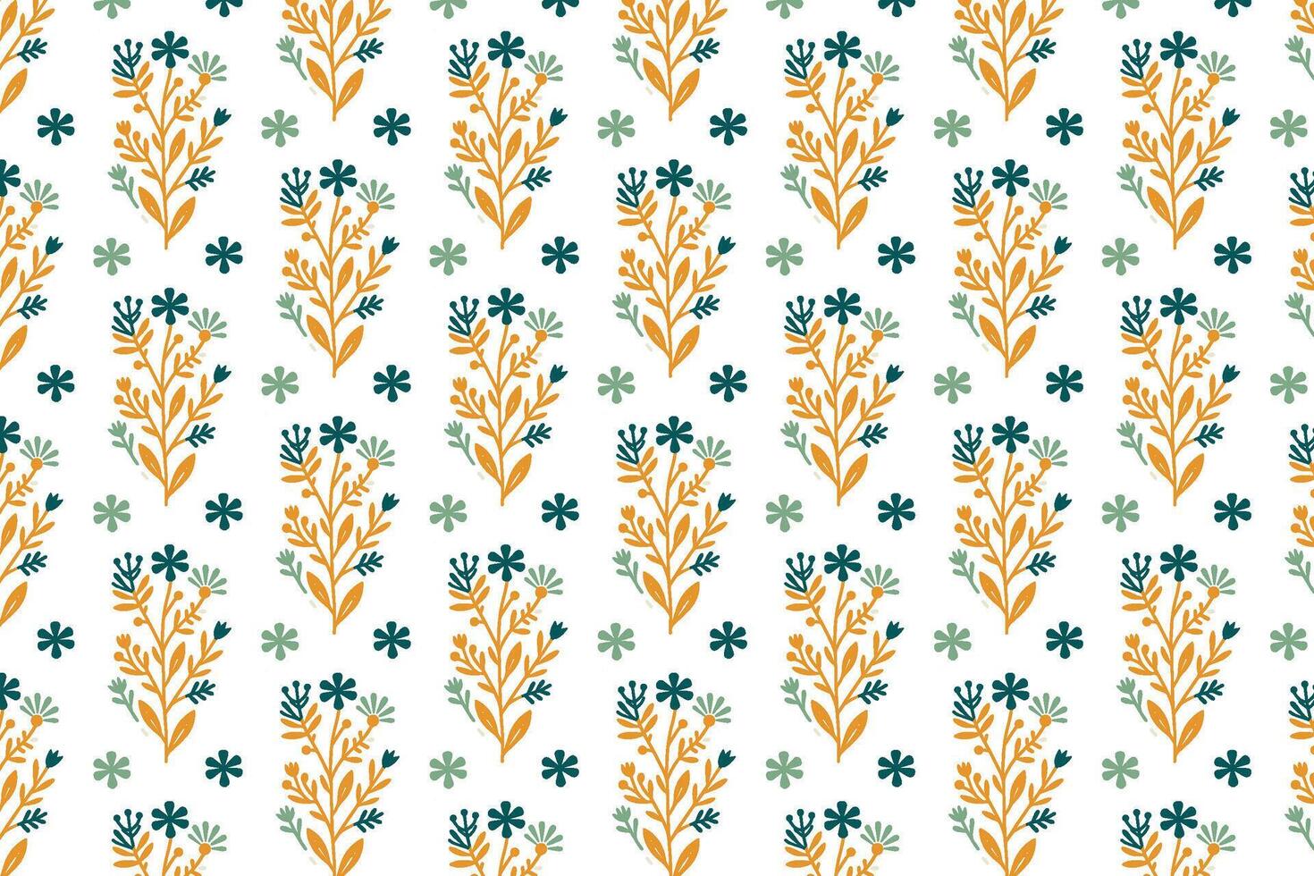 seamless pattern flowers with contemporary botanical elements decorative leaves abstract floral graphics and natural textures for fabric print and home decor vector