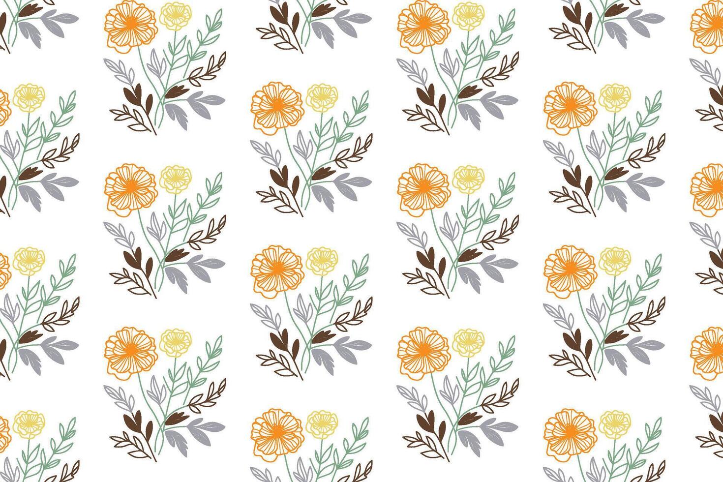 spring floral design with sketch stems and leaves in one line style for textile wallpaper elegant background and surface print vector
