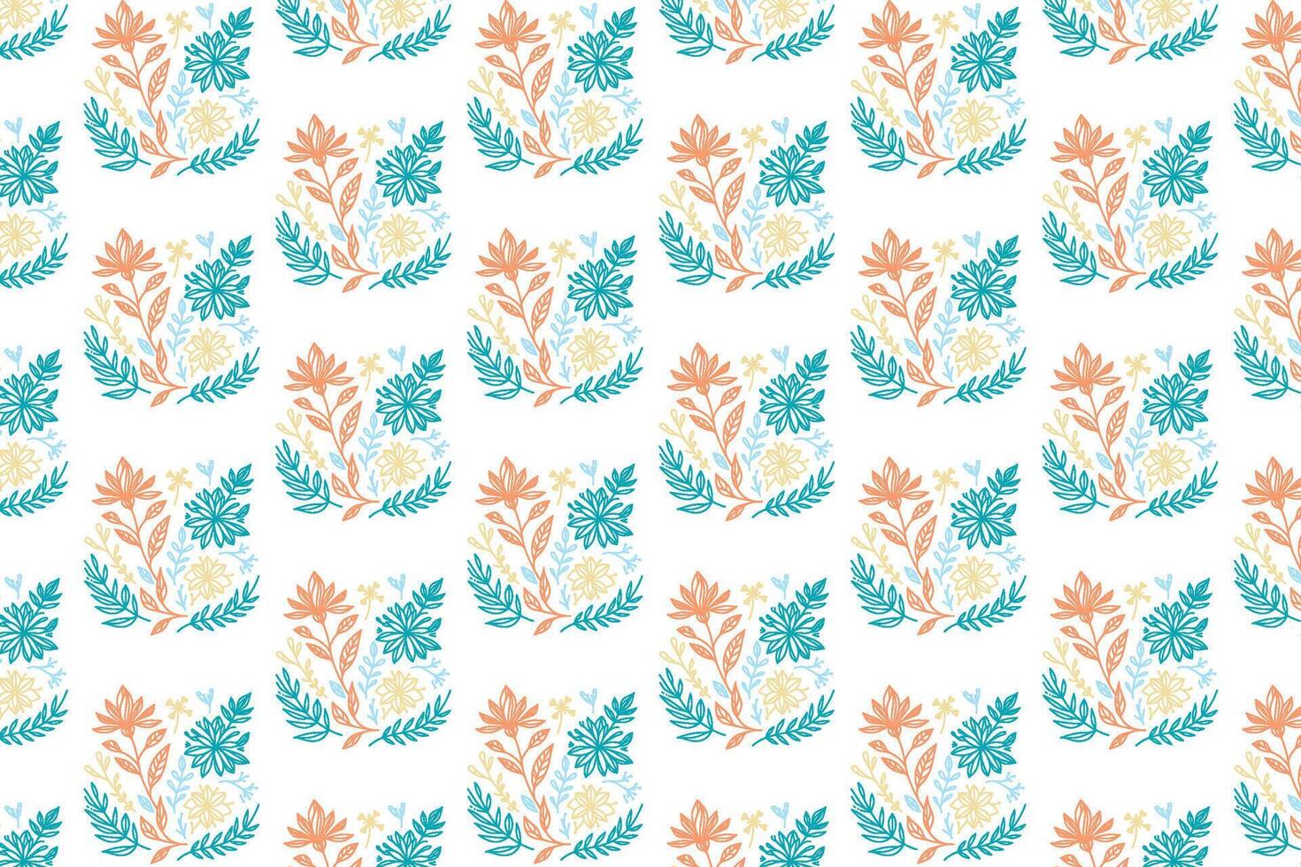 seamless one line flower sketch pattern with botanical stems for textile print women fashion skirts and interior fabric vector