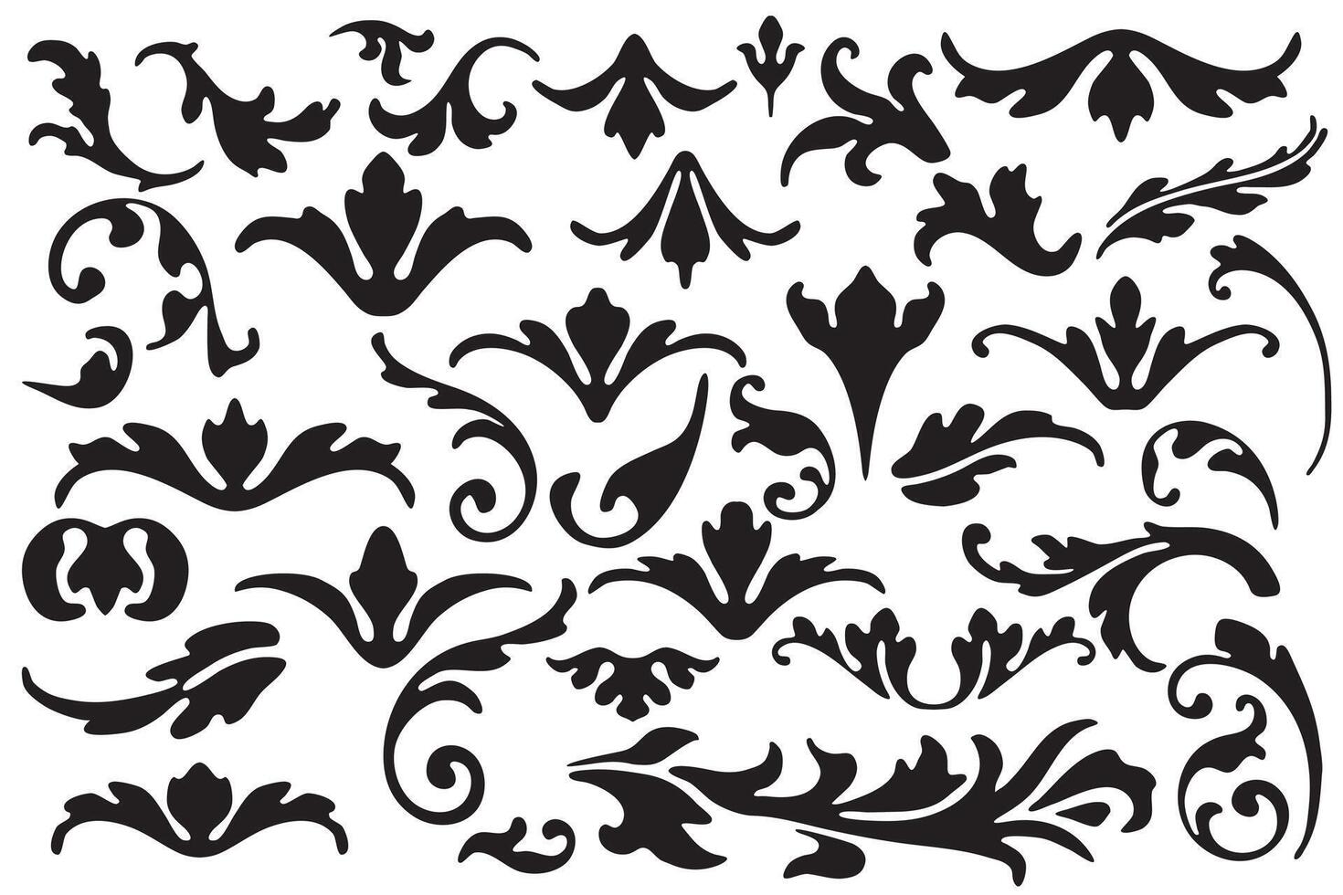 set vintage leafs design elements and page decoration for retro design old ornaments. vector