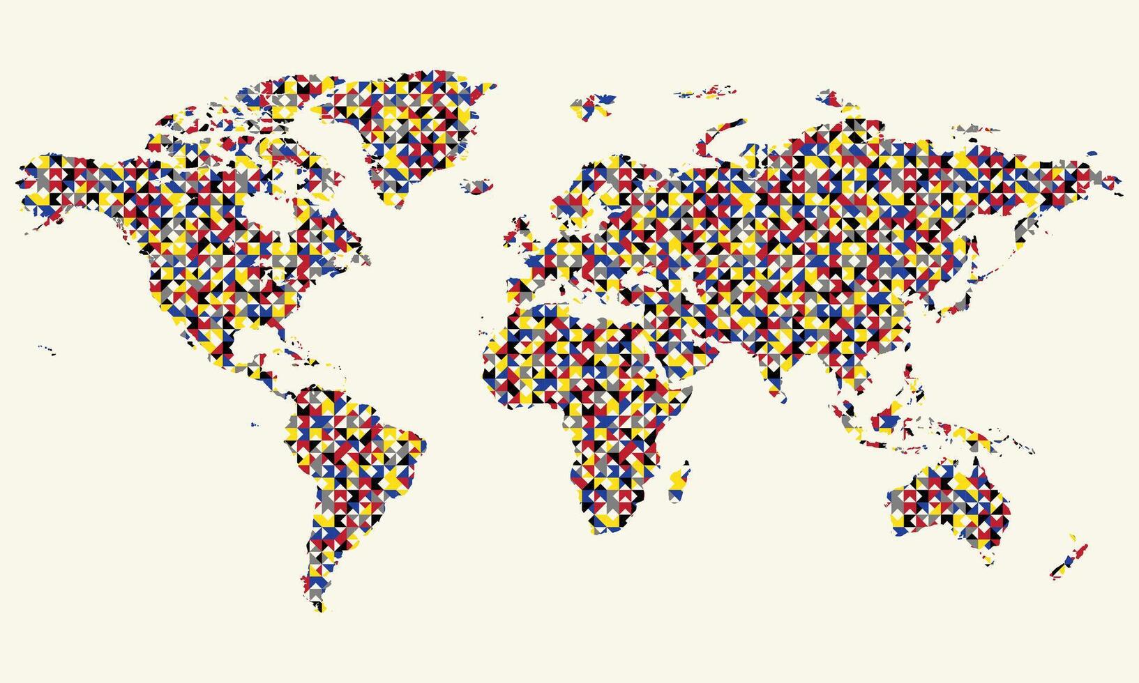 Modern retro minimalist multi colour vintage shape of world maps vector