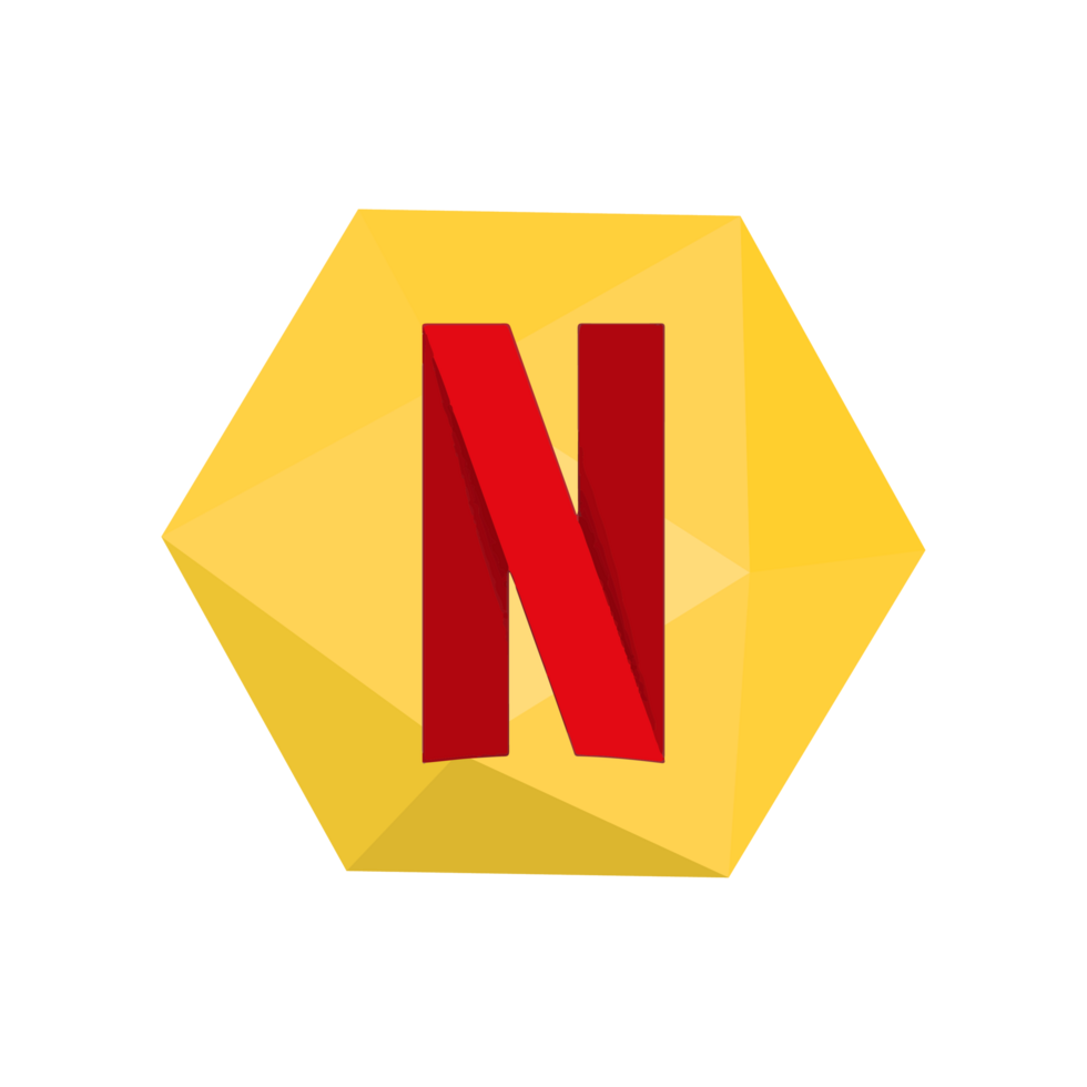 The netflix logo with a yellow hexagon png