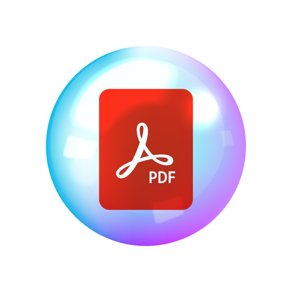 Adobe pdf icon in a bubble flat png