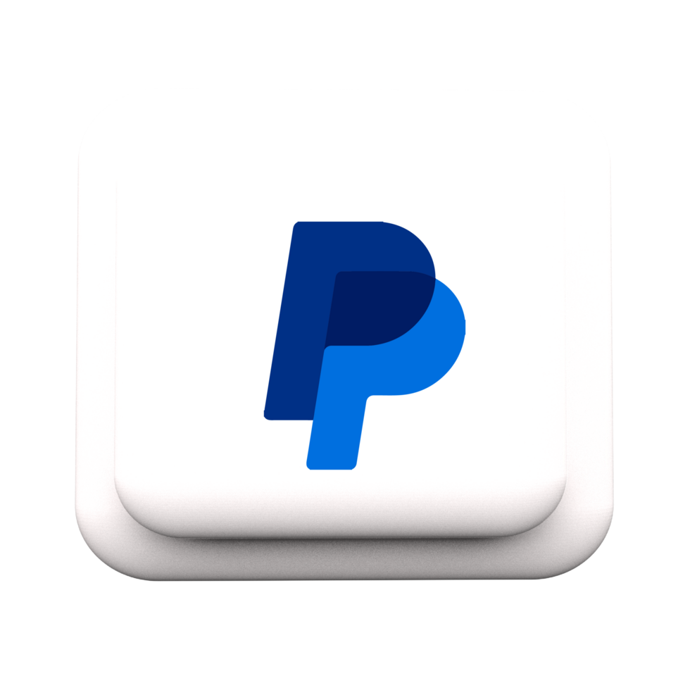 Paypal logo on a white button flat png
