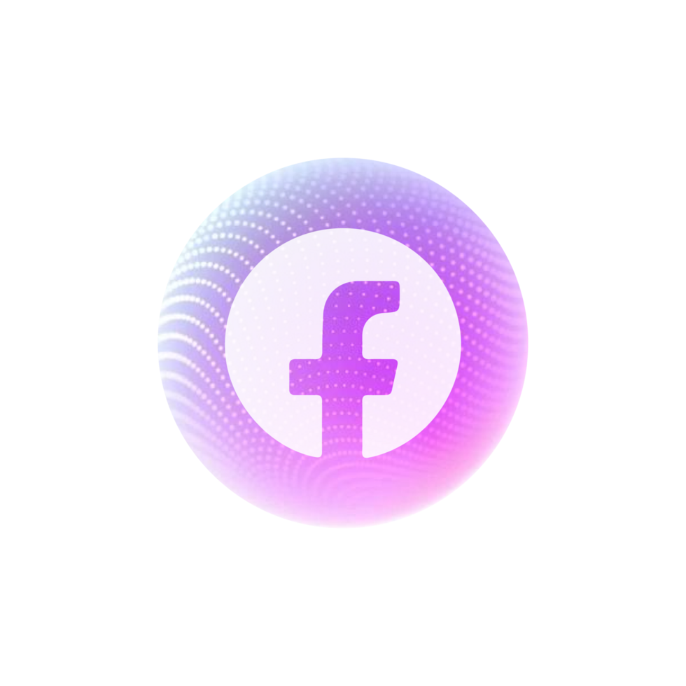 Facebook logo in a circle with purple and white colors png