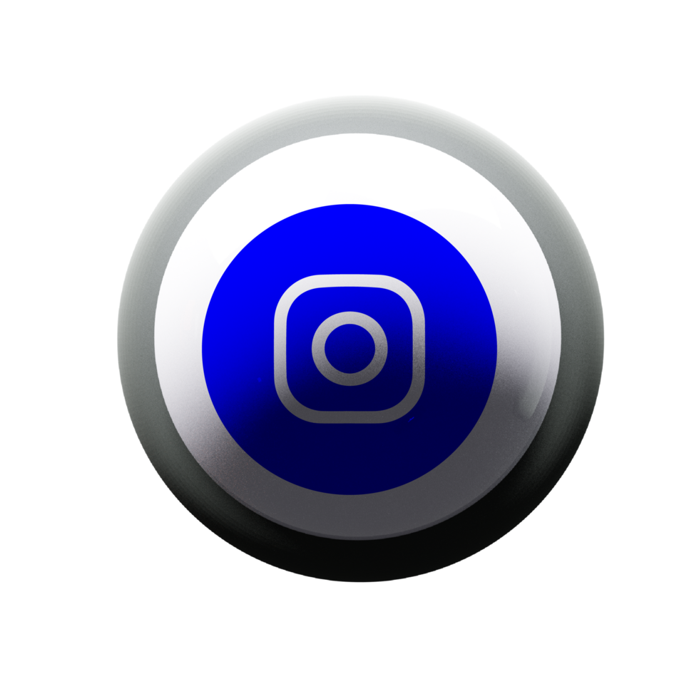 A blue and white instagram logo on a flat shape png