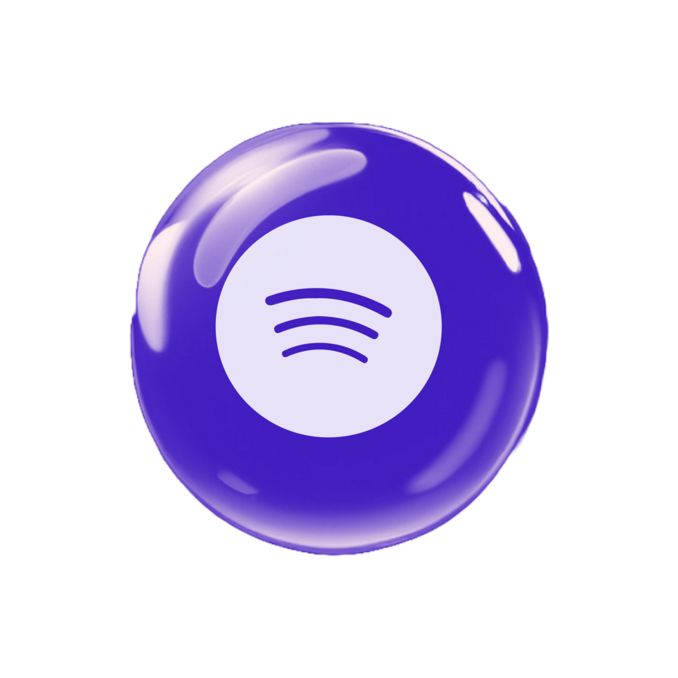 A purple button with the word spotify on it flat png
