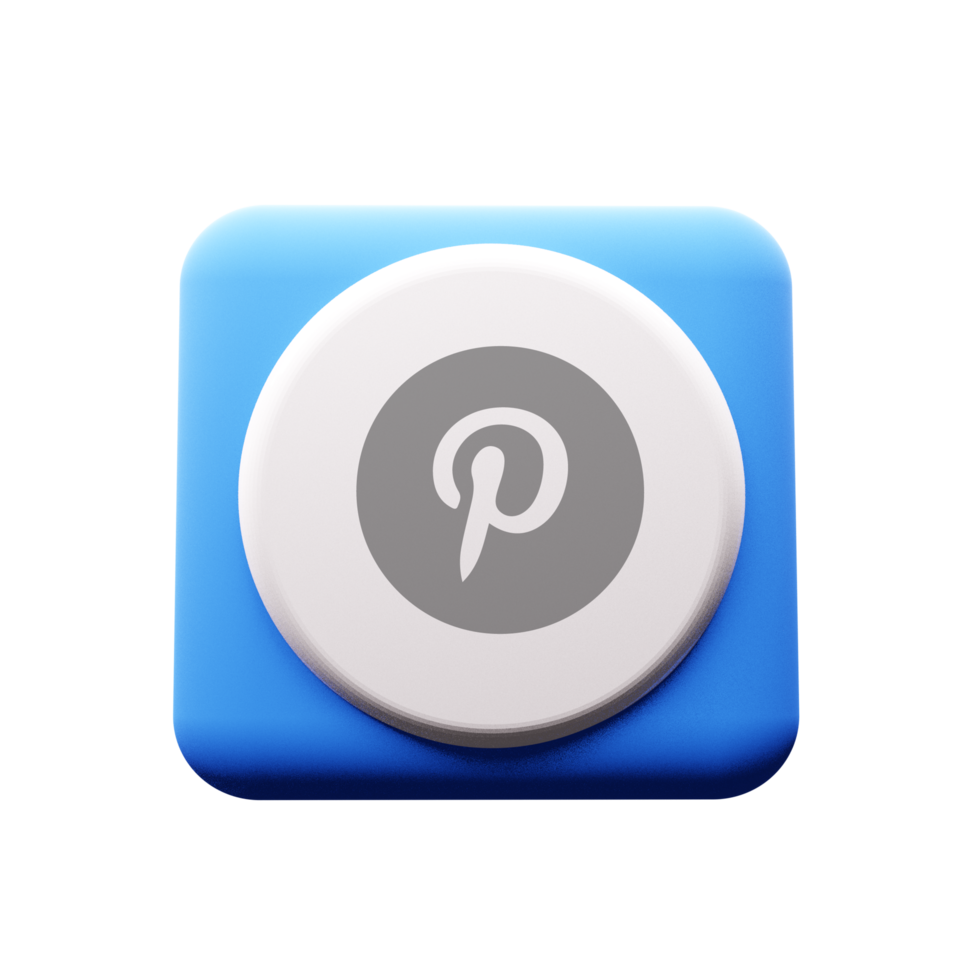 Pinterest icon on a blue square button flat png