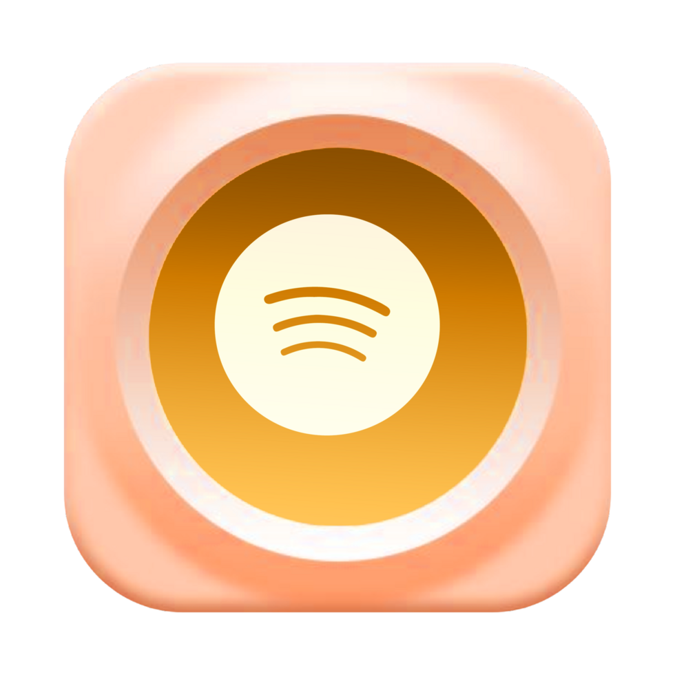 A pink and white icon with a spotify logo flat png
