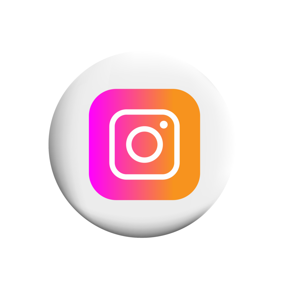A white button with an instagram logo on it illustration png