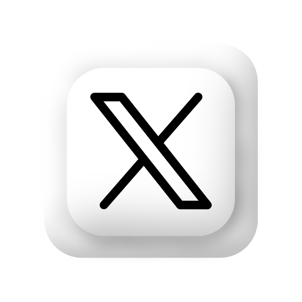 X icon on a white button flat png