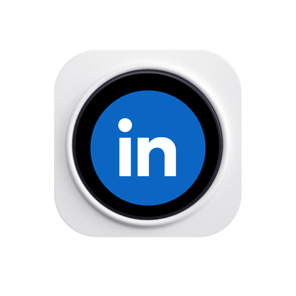 Linkedin logo on a white button flat png