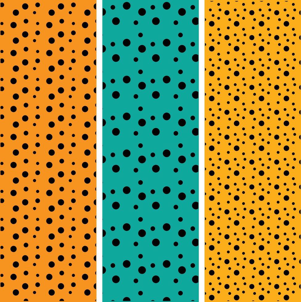 3 Elegant Black Polka Dot Seamless Pattern Set vector