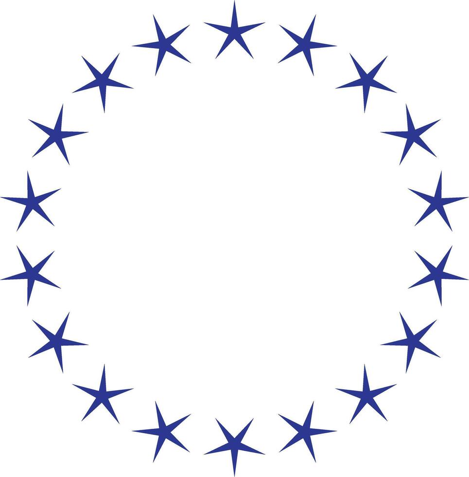 Minimalist Illustration of Circular Stars on White Background. vector