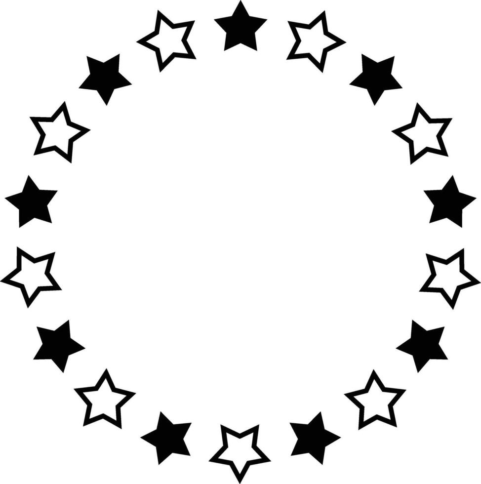 Illustration of Circular Black and white Stars on White Background, Ideal for Designs and Graphics vector