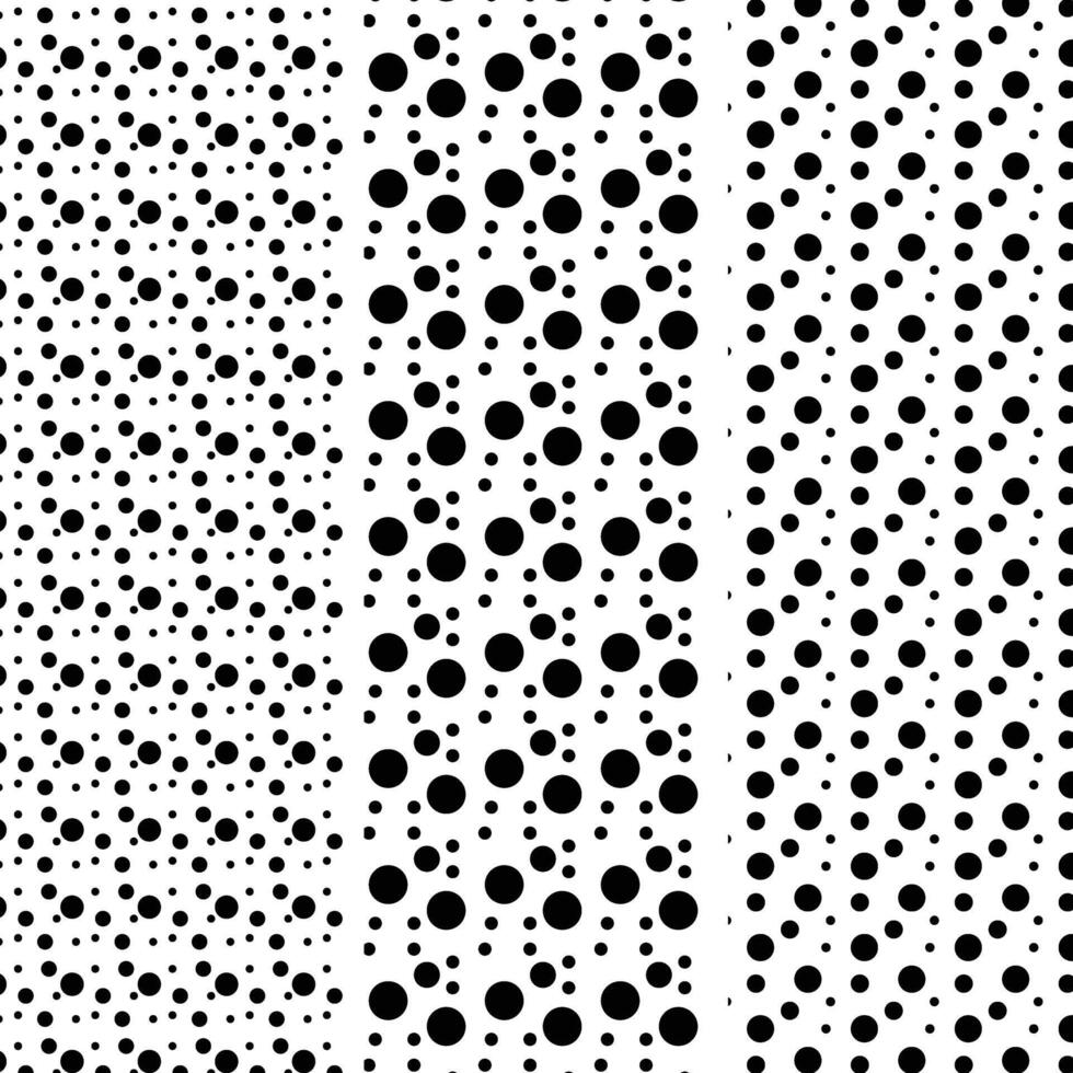 3 Stylish Black Polka Dot Seamless Pattern Art vector
