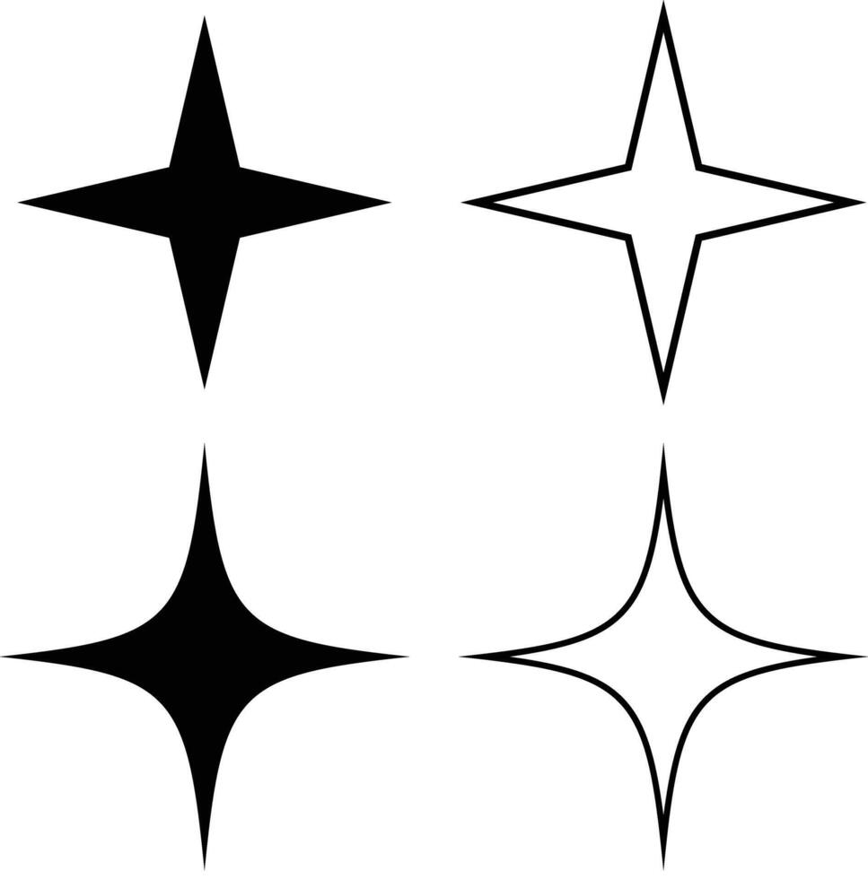 Set of 4 Star Icons- Perfect for Creative Designs and Graphics vector