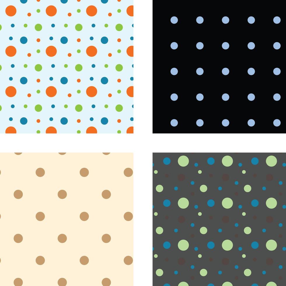 collection of 4 vibrant polka dot repeat pattern set vector