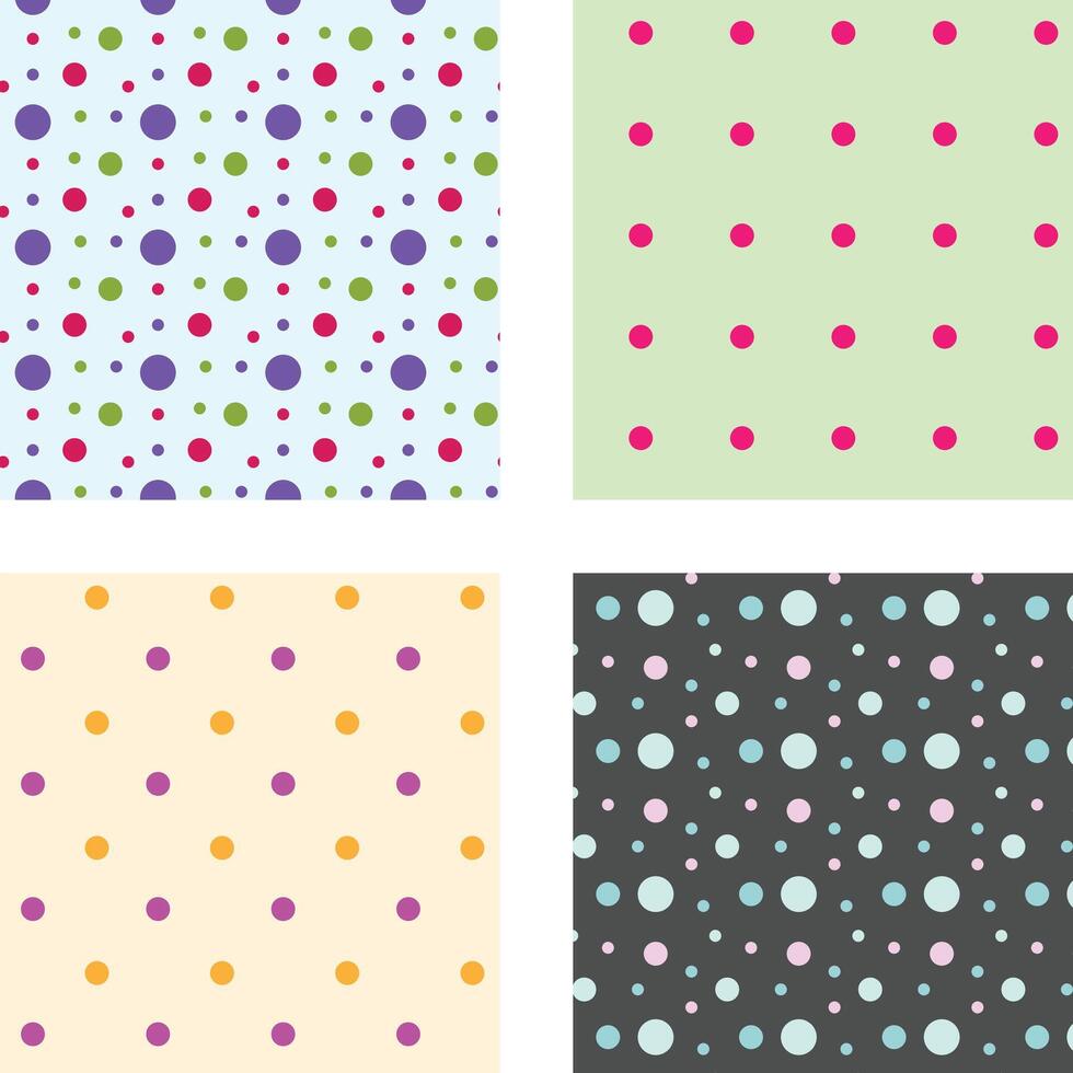 Playful seamless polka dot patterns perfect for lighthearted, fun, and cheerful design projects vector