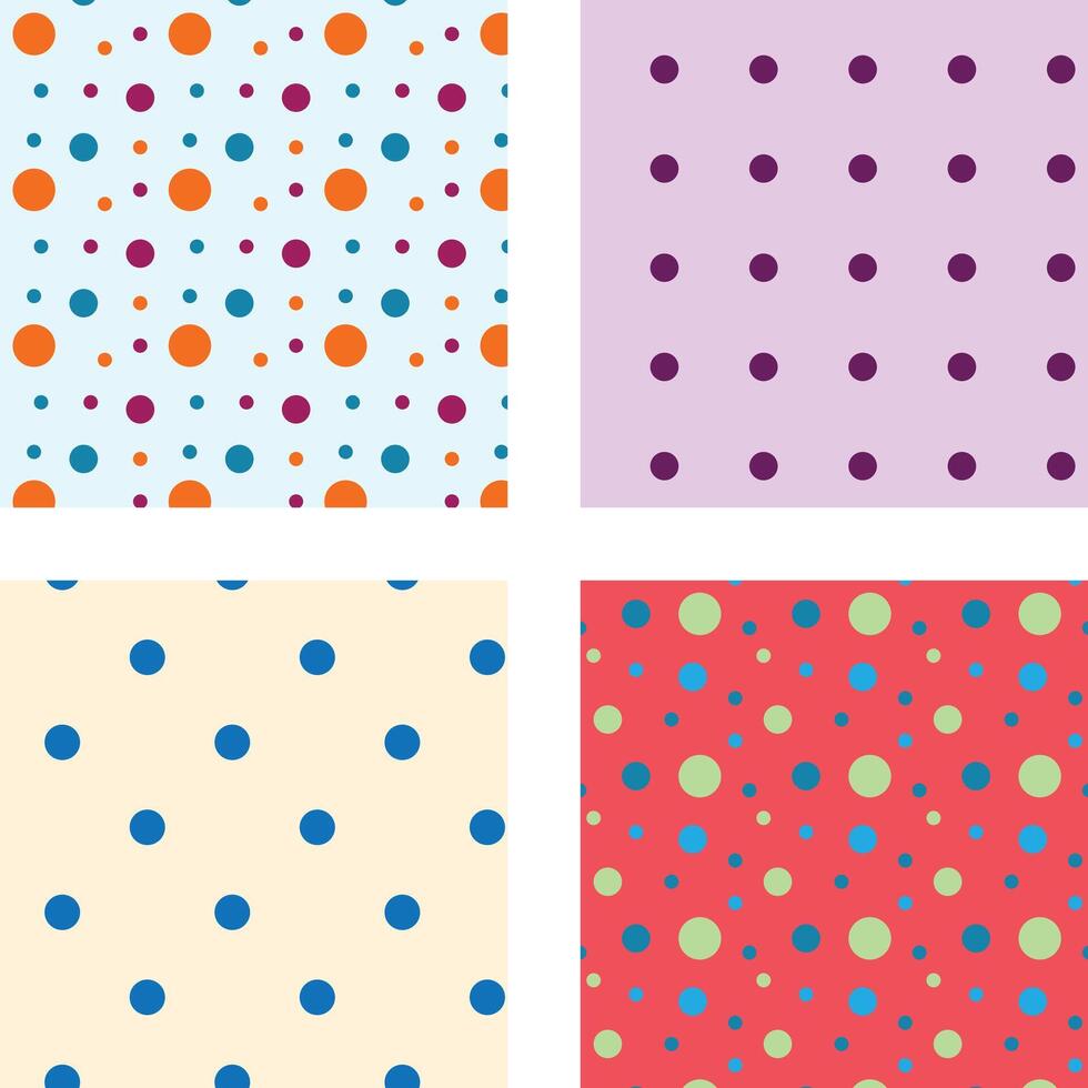 collection of 4 minimalist polka dot seamless design pack vector