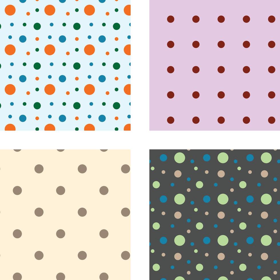 collection of 4 bold polka dot seamless background design vector