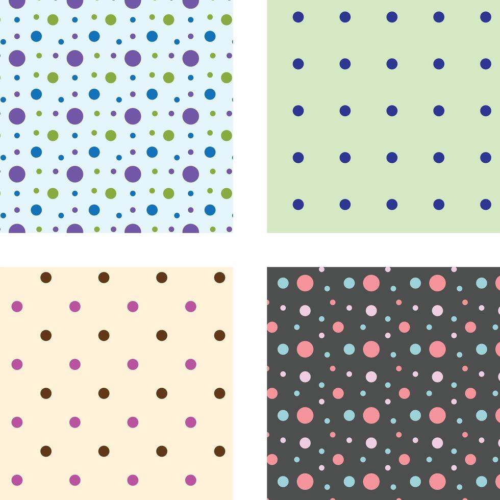 set of 4 Colorful Polka Dot Seamless Pattern Design vector